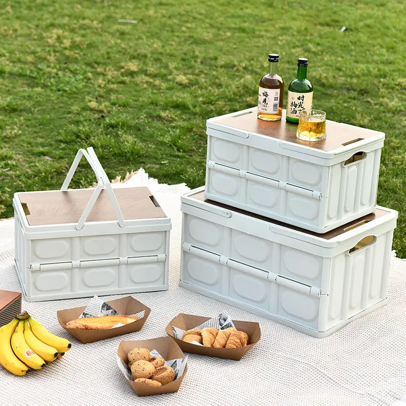 SOGA 52.5cm 55L White Car & Camping Foldable Storage Box Crate Stackable Container with Handle - Image 2