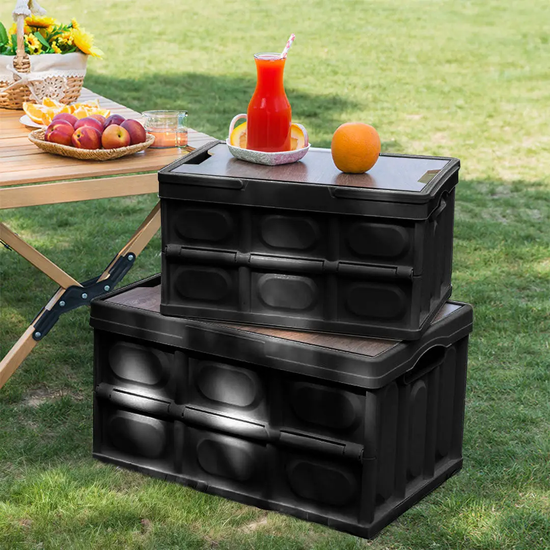 SOGA 34.5x22cm 18L Black Car & Camping Foldable Storage Box Crate Stackable Container No Handle - Image 2