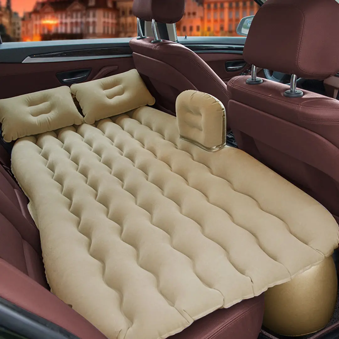 SOGA 2X Beige Ripple Inflatable Car Mattress Portable Camping Air Bed Travel Sleeping Kit Essentials - Image 4