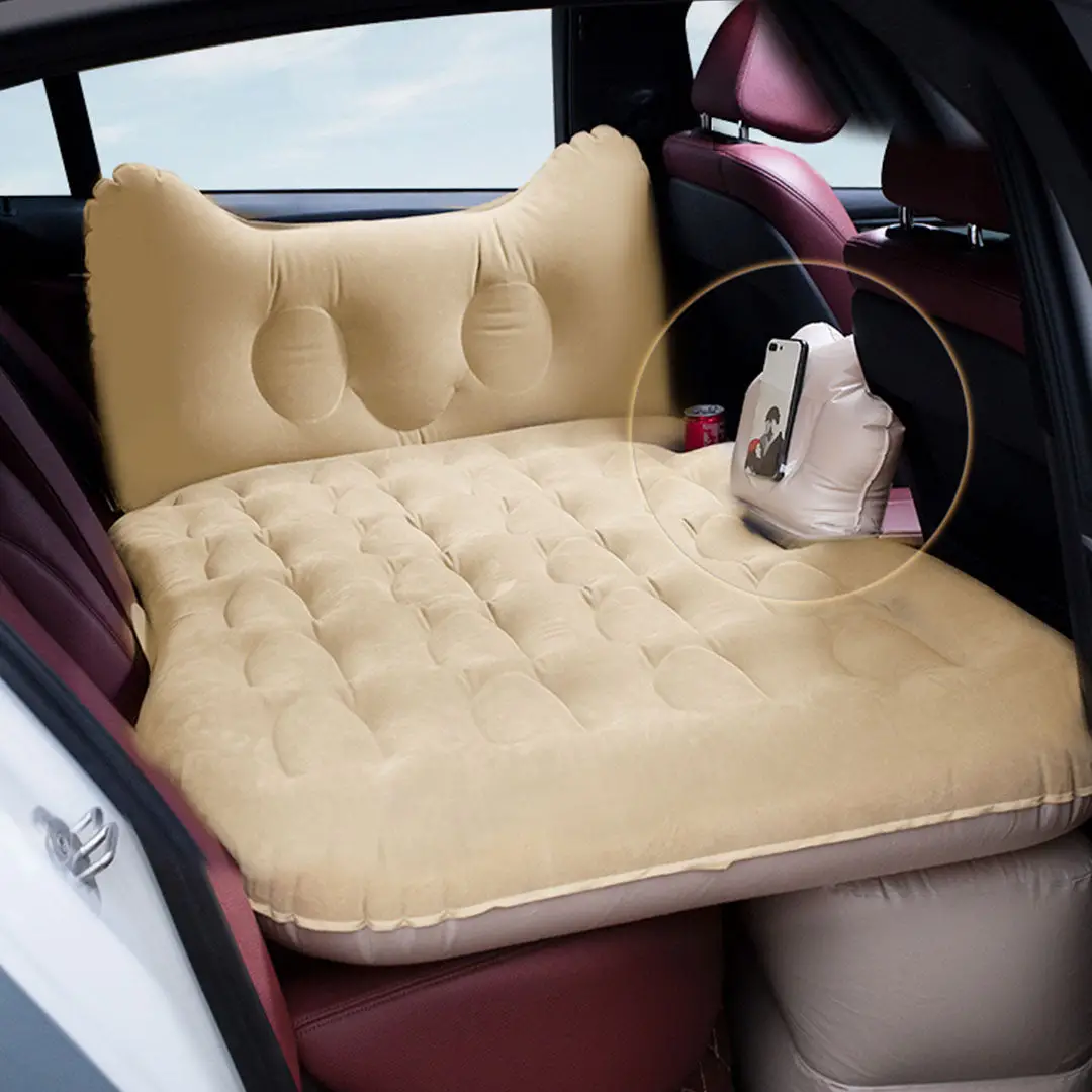SOGA Beige Honeycomb Inflatable Car Mattress Portable Camping Air Bed Travel Sleeping Kit Essentials - Image 4