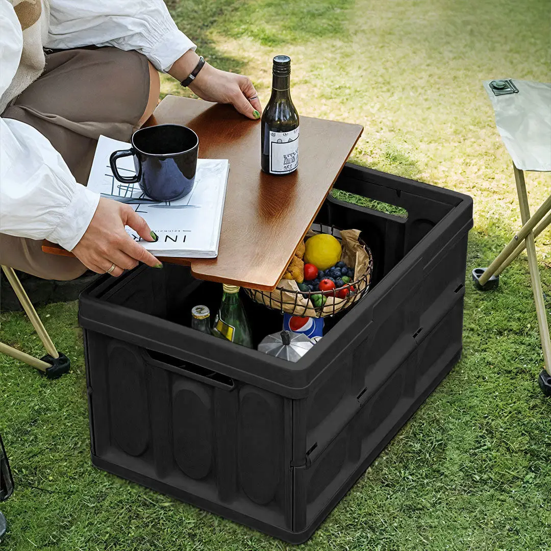 SOGA 34.5x22cm 18L Black Car & Camping Foldable Storage Box Crate Stackable Container No Handle - Image 5