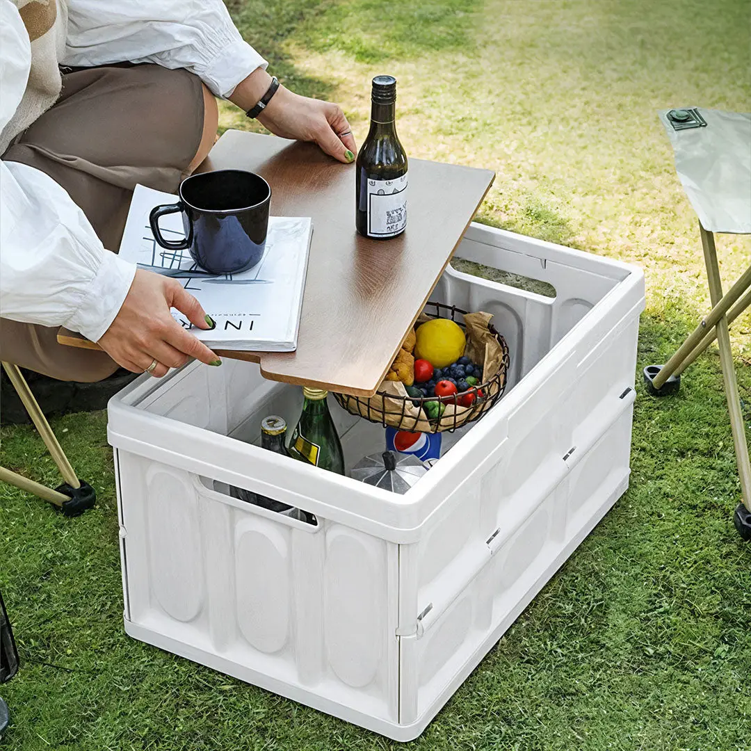 SOGA 2X 52.5x35.5cm 55L White Car & Camping Foldable Storage Box Crate Stackable Container No Handle - Image 5
