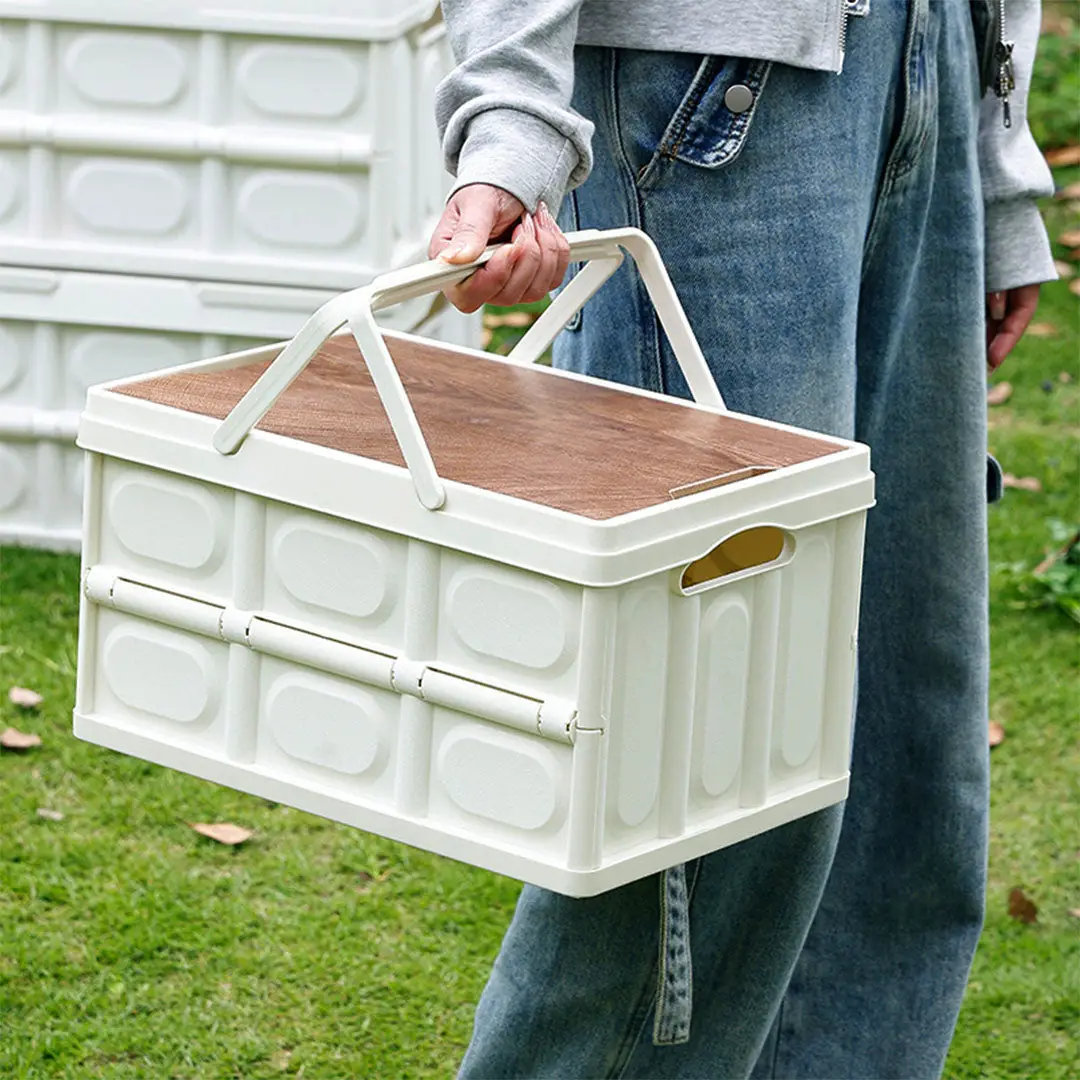 SOGA 2X 52.5cm 55L White Car & Camping Foldable Storage Box Crate Stackable Container with Handle - Image 5