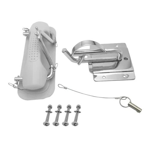 Boat Insta-Lock Snap Quick Davits Set Stainless Steel With Handle Pad