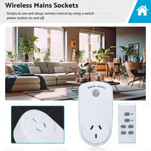 1 Pack Home Wireless Power Switch Mains Sockets and 1x Remote Controllers AU Plug