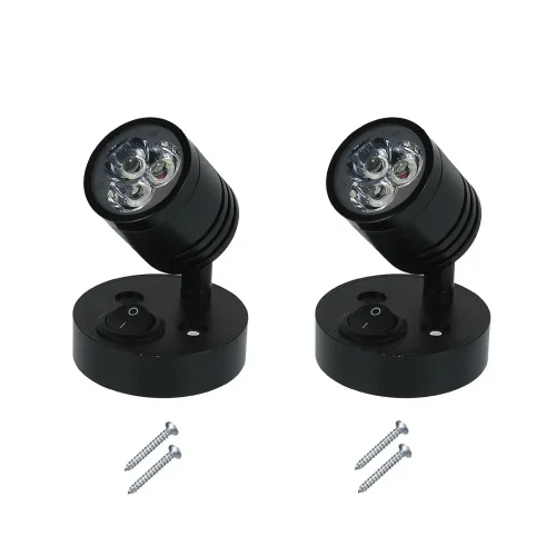 2x 12V LED Interior Spot Reading Light Wall Lamp with Switch Suitable For Caravan Camper