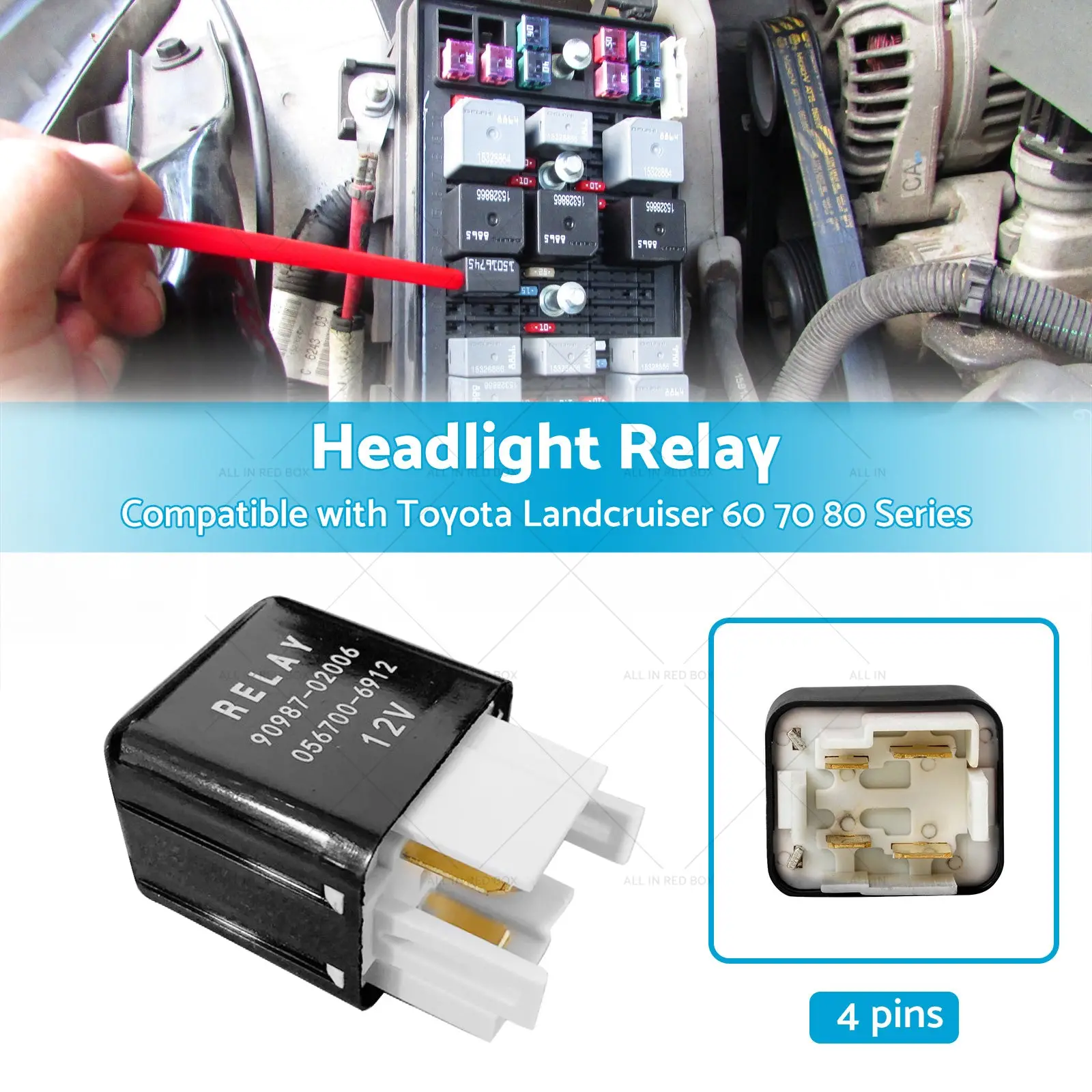 Headlight Relay 12V 4 Pins 90987-02006 Suitable For Toyota Landcruiser 60 70 80 - Image 3