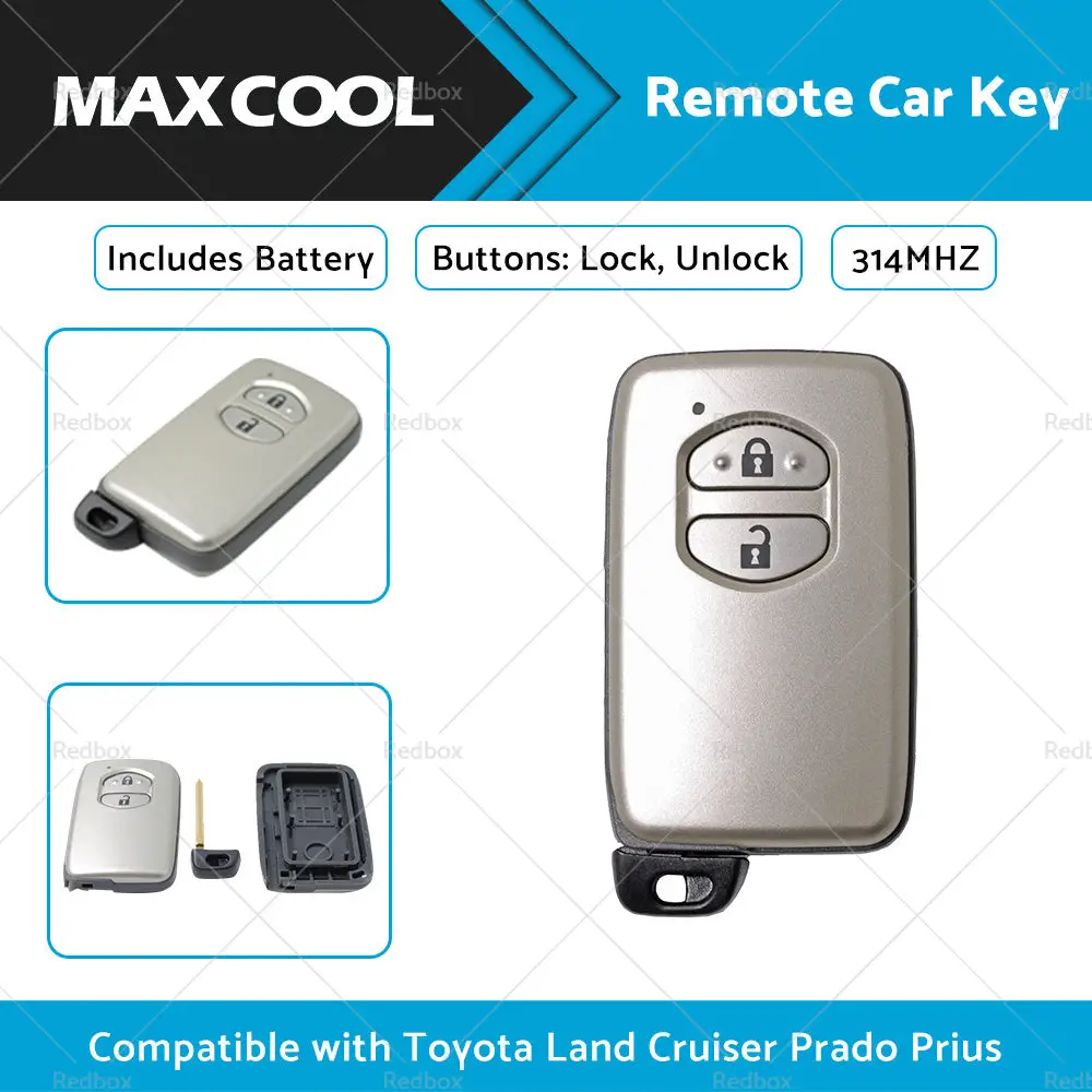 Buy complete remote car key for Toyota Land Cruiser Prado with 2 buttons 314MHZ by Kaka Auto Parts Products On Sale Australia