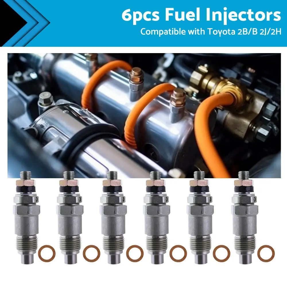 6PCS Fuel Injectors 093500-1810 23600-48011 Suitable For Toyota 2B B 2J 2H - Image 5