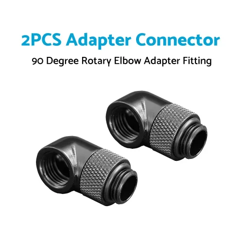 2PCS Black Green Water Cooling G1 4 Thread 90 Angle Rotary Elbow Adapter Fitting