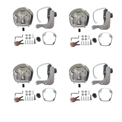 4x Chrome Power Operated Recessed Folding Whale Tail T-Lock Handle Suitable For Toolbox