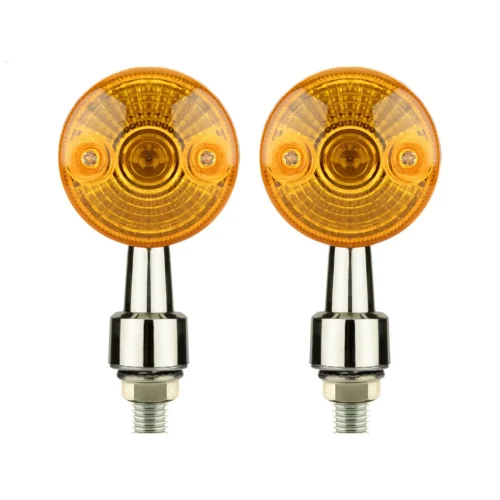 4x Chrome Motorcycle Turn Signal Lights Amber Indicators Blinker Universal Bulb