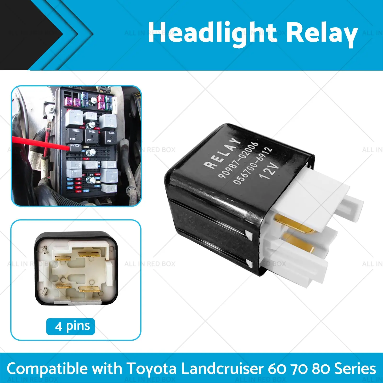 Headlight Relay 12V 4 Pins 90987-02006 Suitable For Toyota Landcruiser 60 70 80 - Image 2