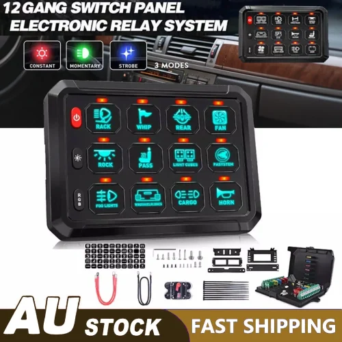 12 Gang RGB Switch Panel Kit With Labels Suitable For Universal Offroad Vehicles