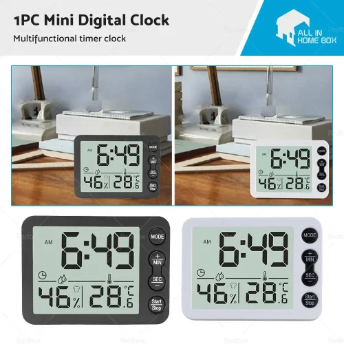 Small Mini Digital Clock Temperature 鈩 Alarm Travel LCD LED Battery Black White
