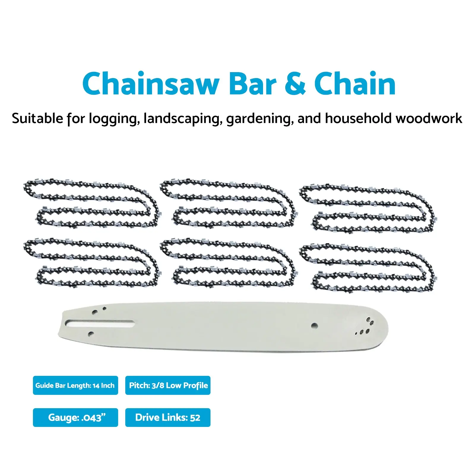 Buy 14 inch chainsaw bar and chain set with 3/8LP pitch and 52 drive links by ALL IN HOME BOX Products On Sale Australia