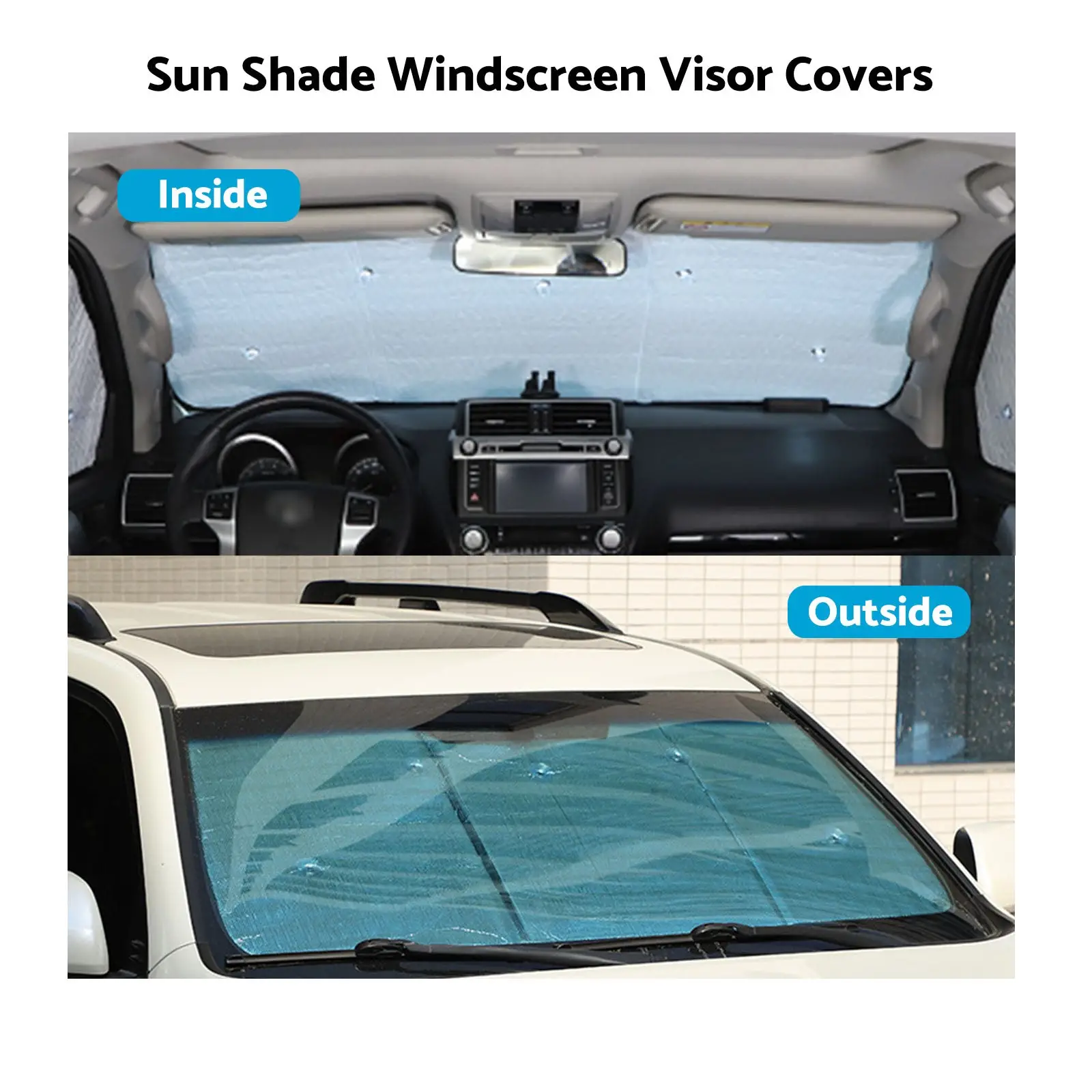 8x Windscreen Sun Shade Visor Covers Suitable For Toyota LandCruiser Prado J120 / J150 SUV - Image 5