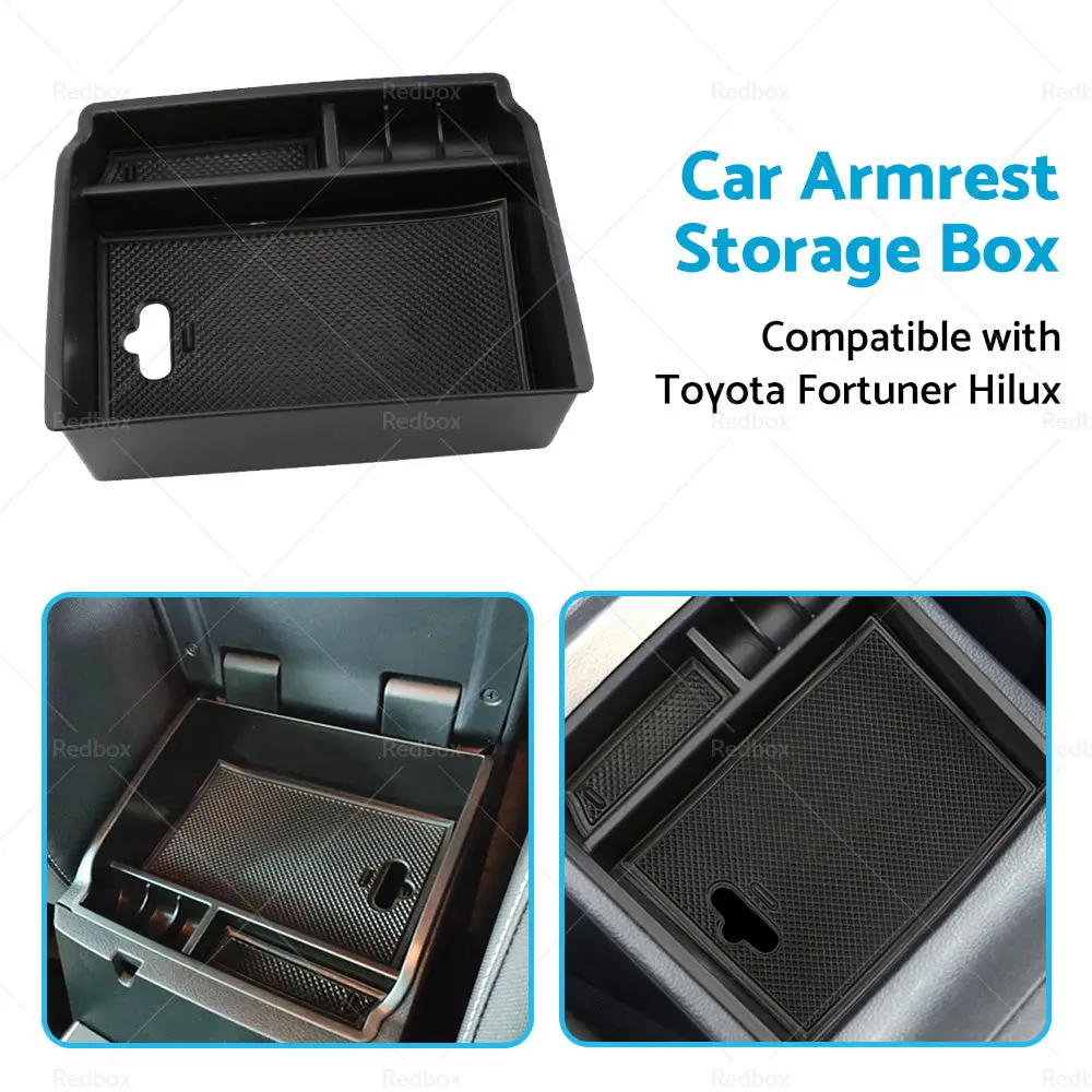 Buy Maxcool car armrest storage center console tray box compatible with Toyota Fortuner Hilux for organized interior Products