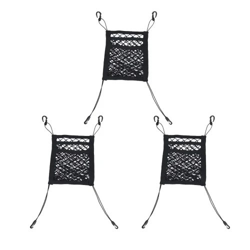 3x Car & Truck Seat Mesh Storage Net Bag Organizer Suitable For Multi-Pocket Use
