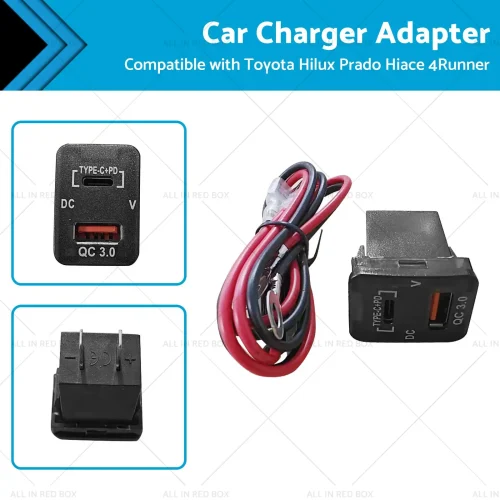 TYPE C VOLT QC 3. 0 USB CHARGER Suitable for Toyota Hilux Prado BLUE LED 12v