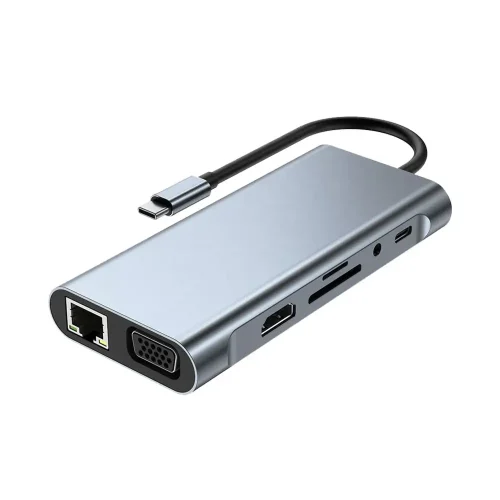 11-in-1 USB-C Hub Adapter with HDMI and USB 3.0 Ports Suitable For MacBook Pro & iPad Pro