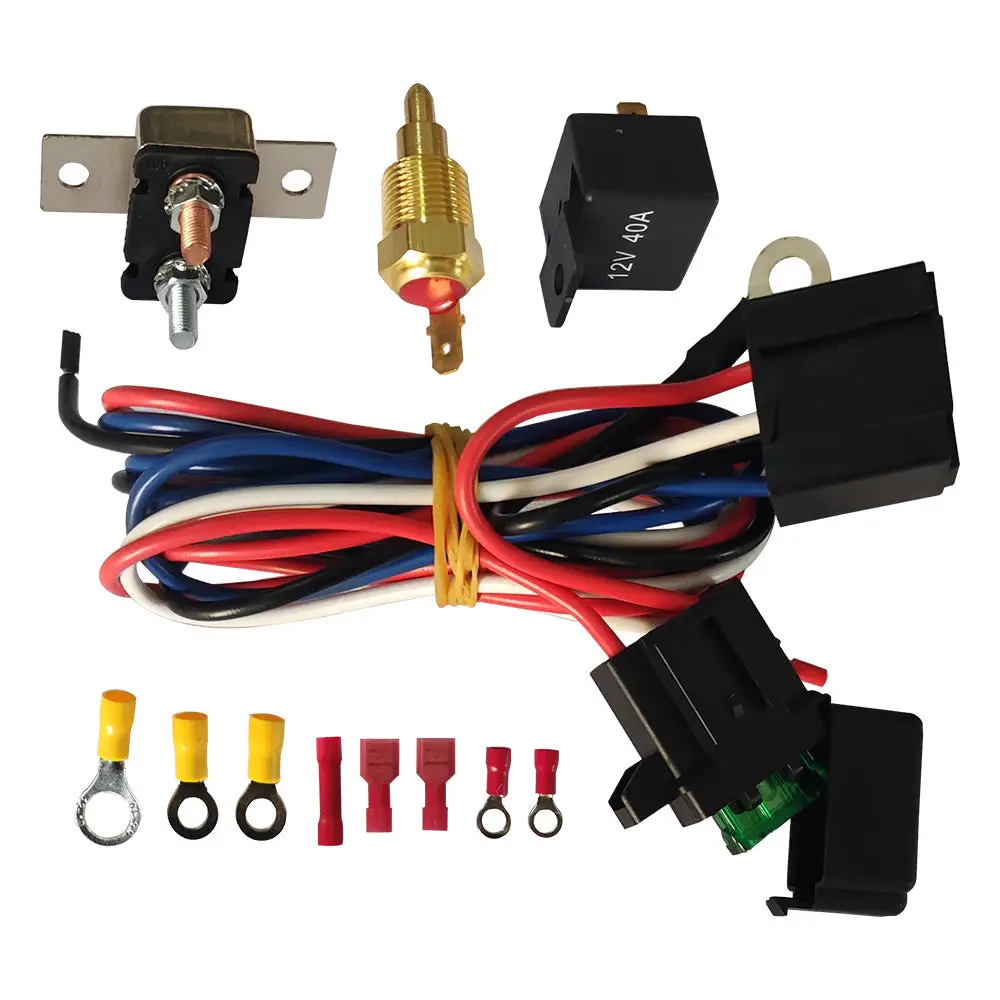 Thermo Radiator Fan Sensor Temp Controller Switch 12V DC Wiring Relay - Image 2