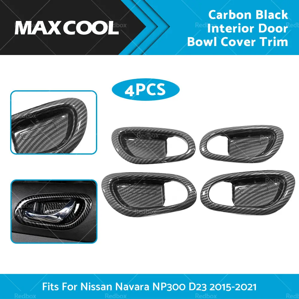 Buy carbon black interior door bowl cover trim for Nissan Navara NP300 2015-2021 by Kaka Auto Parts Products On Sale Australi
