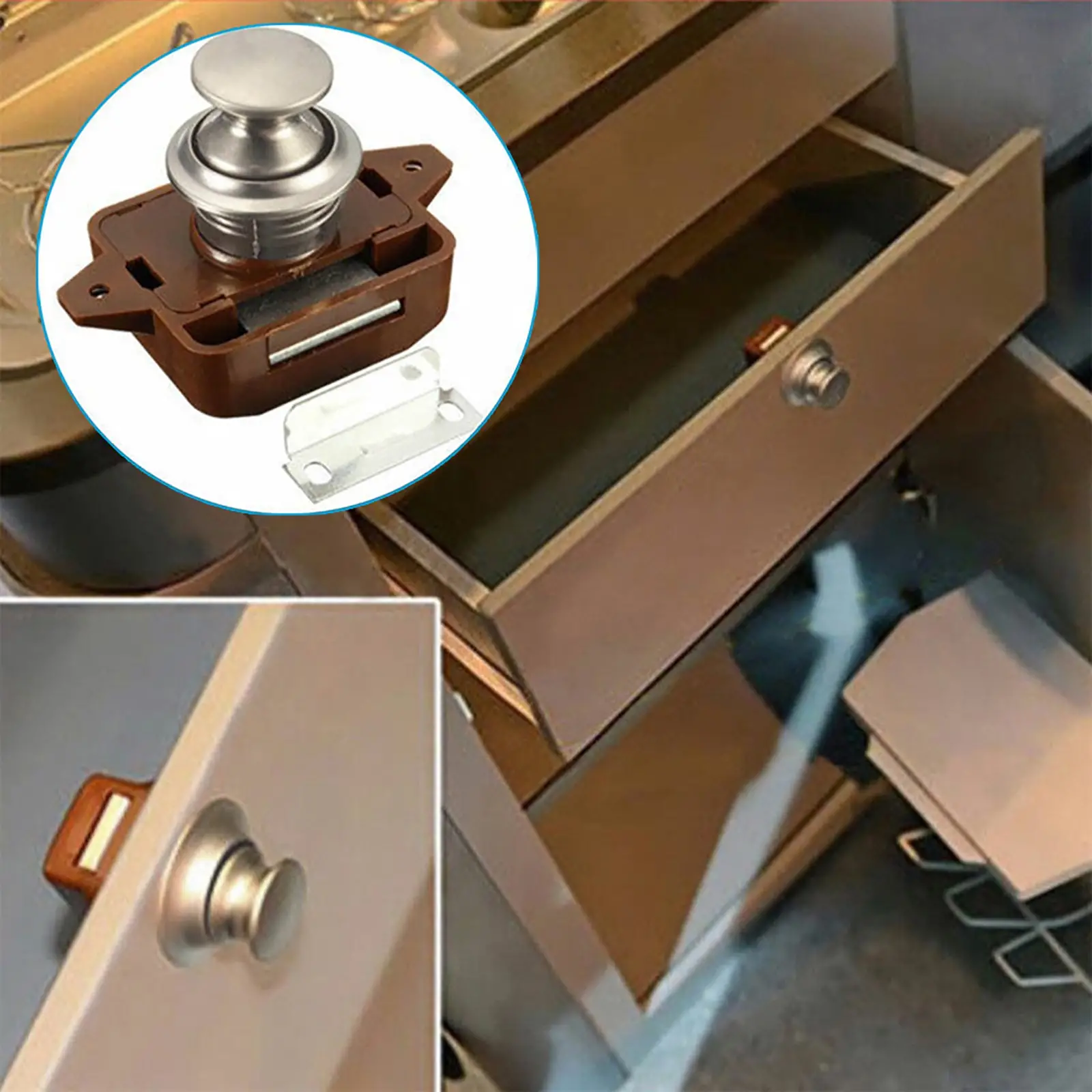 Push Button Latch Knob Catch Lock Suitable For RV Drawer Cupboard Door Caravan Cabinet - Image 4