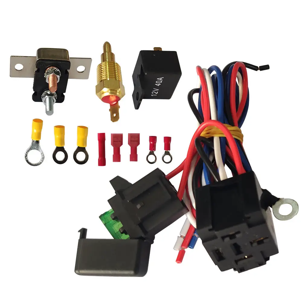 Thermo Radiator Fan Sensor Temp Controller Switch 12V DC Wiring Relay - Image 3
