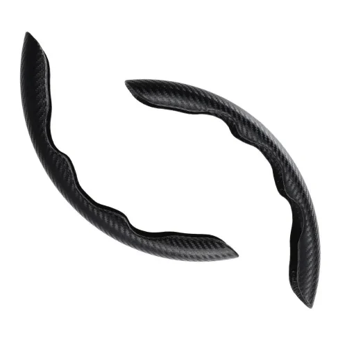 2x Black Carbon Fiber Steering Wheel Booster Non-Slip Cover Trim Accessories