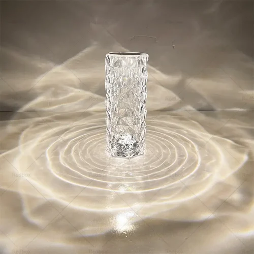 Crystal Table Lamp With Rose Diamond Touch LED Light Suitable For Universal Use, 3 or 16 Color, USB Powered