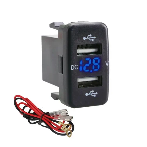 Dual USB Car Charger Socket 4.2A With Voltmeter Display Adapter Suitable For Toyota