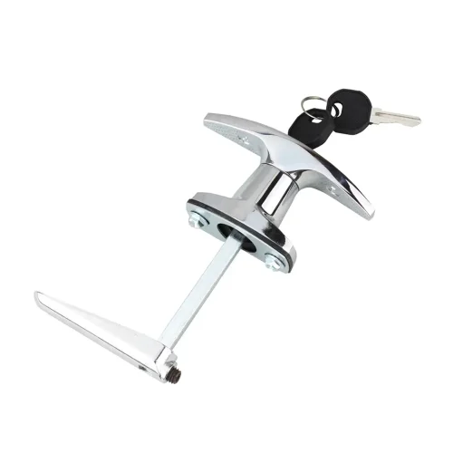 2 Set Chrome Rear Fixing T Handle Lock W or Key For Trailer Caravan Canopy Toolbox
