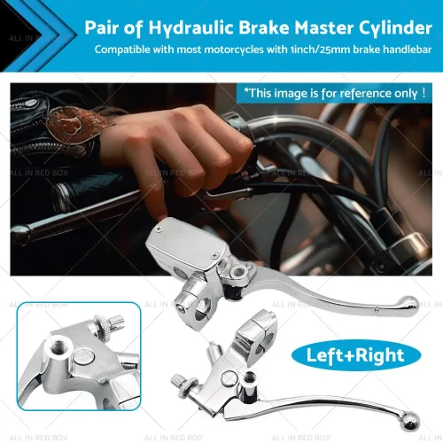 1inch Chrome Motorcycle Handlebar Hydraulic Brake Master Cylinder and Clutch Lever