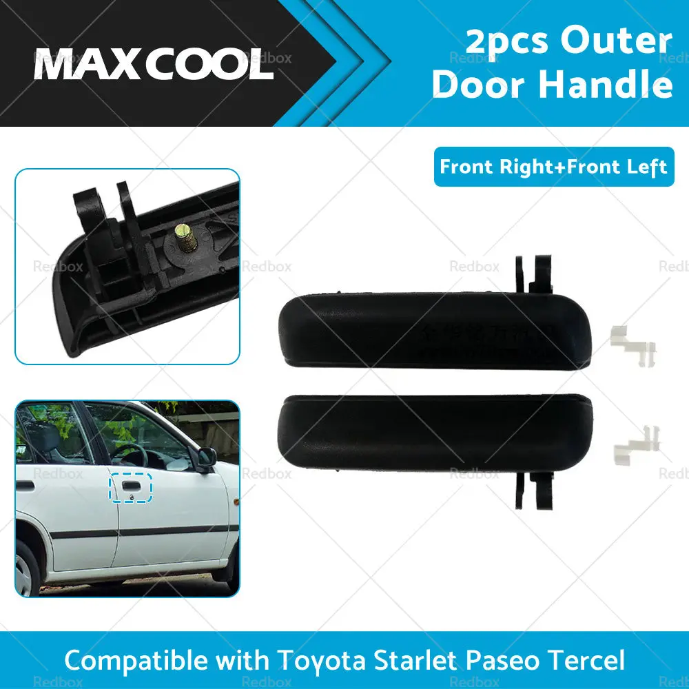 Pair LHRH FRONT Outer Door Handle Suitable For Toyota Starlet EP91 96~99 Black - Image 2