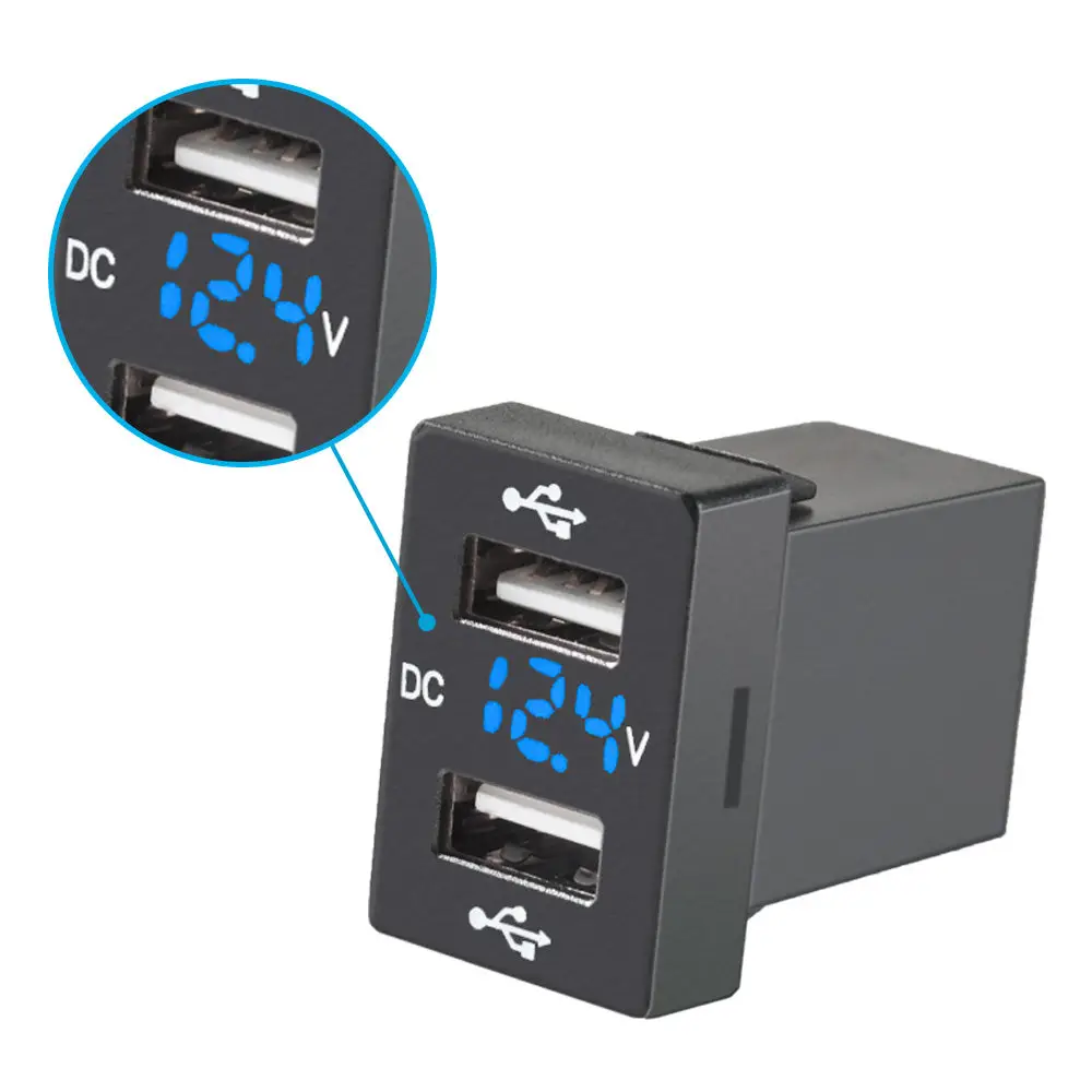 Dual USB Charger + Volt Meter Suitable For Toyota Hilux Prado Blue LED 12V 4.2A - Image 5