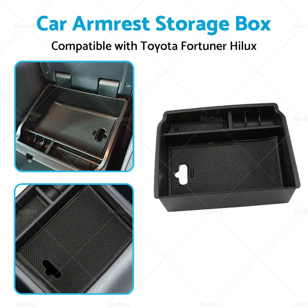 Buy Maxcool car armrest storage center console tray box compatible with Toyota Fortuner Hilux for organized interior Products