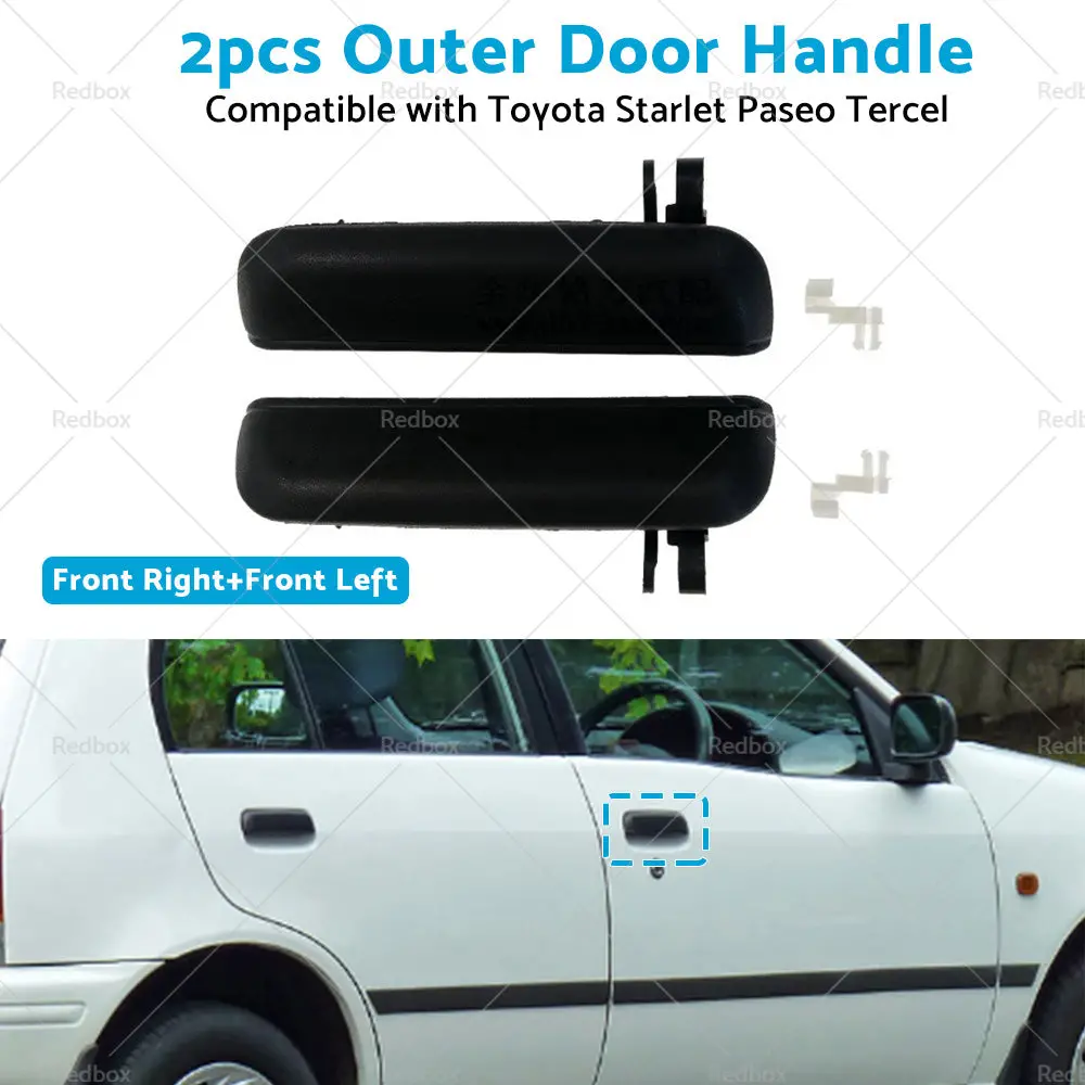 Pair LHRH FRONT Outer Door Handle Suitable For Toyota Starlet EP91 96~99 Black - Image 5