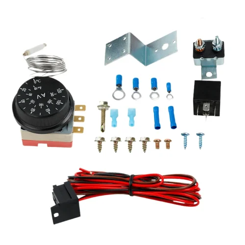 Adjustable 12V Electric Radiator Fan Thermostat with 3-Pin Relay Wire Kit Suitable For Universal Cars