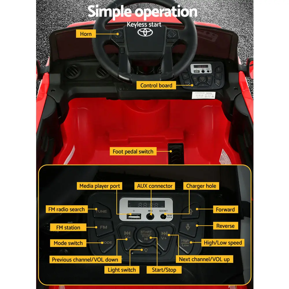 Kids Electric Ride On Car Toyota Tacoma Off Road Jeep Toy Cars Remote 12V Red - Image 4