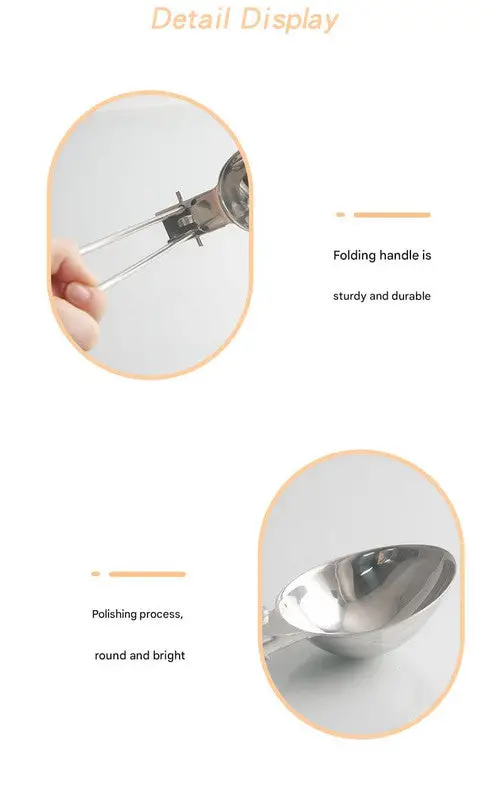 Silver Premium 304 Stainless Steel Folding Camping Utensil Set - Spatula & Deep Spoon Combo for Outdoor Cooking - Image 5