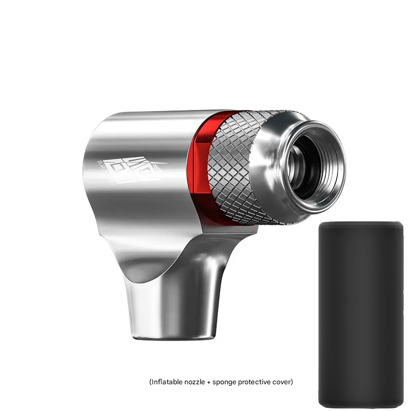 Silver Portable CO2 Bike Tire Inflator with Nozzle - Quick Inflation for Road and Mountain Bikes