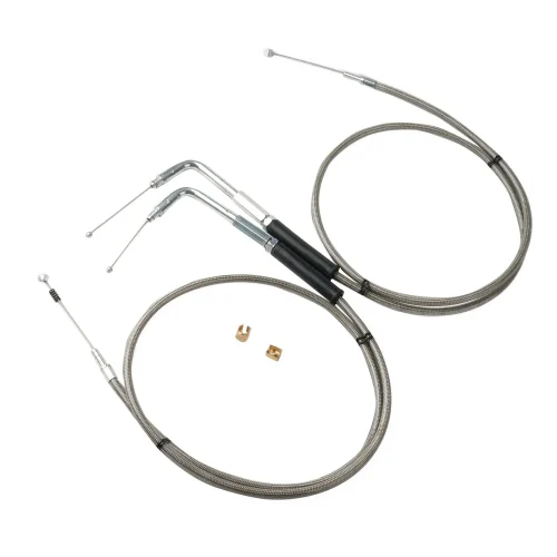 Throttle and Idle Cable Set 56-1/2 Stainless Steel Suitable For Harley-Davidson
