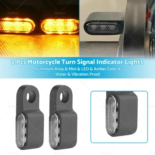 2x Mini LED Motorcycle Turn Signal Indicators Suitable For Amber Blinker Light – Black 3LED