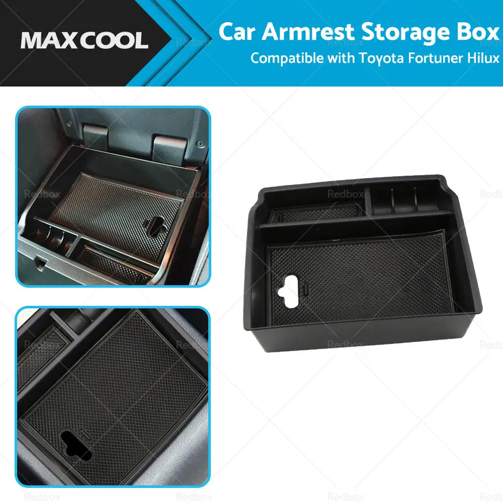 Buy Maxcool car armrest storage center console tray box compatible with Toyota Fortuner Hilux for organized space Products On