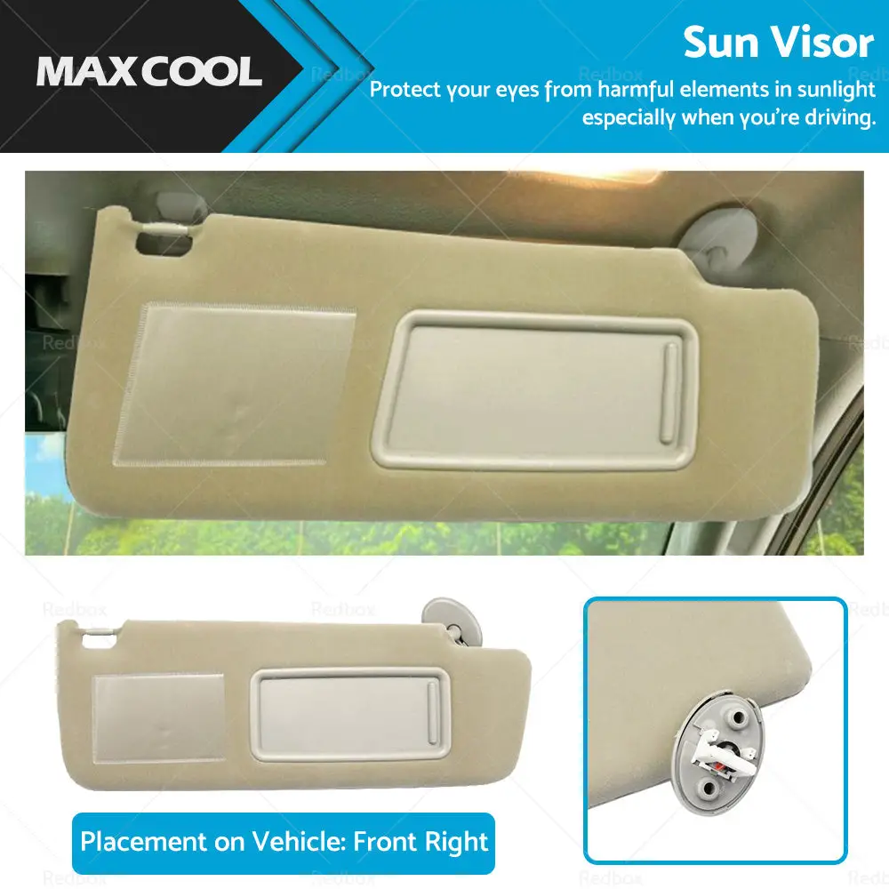 Buy Maxcool RH sun visor for Toyota Prado TRJ120 front right side with beige finish Products On Sale Australia