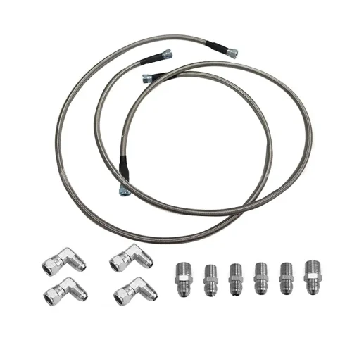 Stainless Steel Braided Transmission Cooler Hose Fitting Kit Suitable For 700R4 / TH350 / TH400