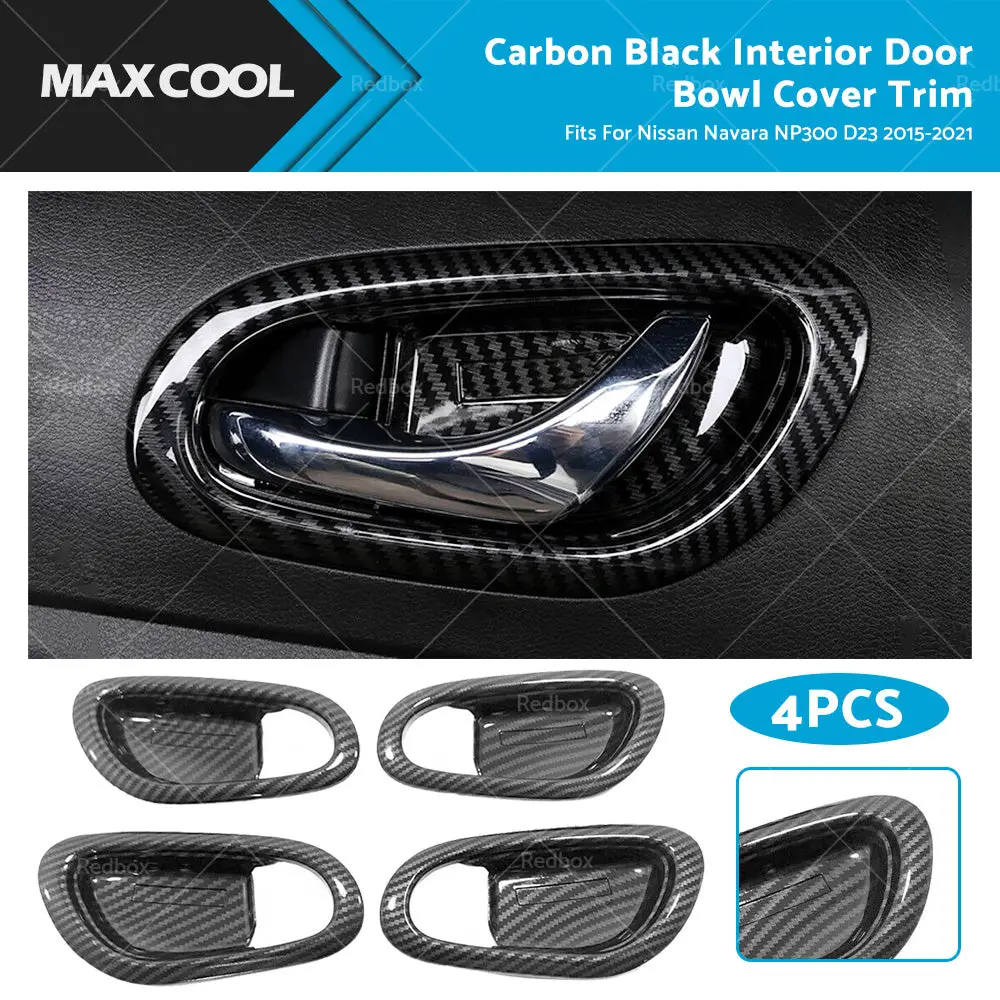 Buy carbon black interior door bowl cover trim for Nissan Navara NP300 2015-2021 by Kaka Auto Parts Products On Sale Australi