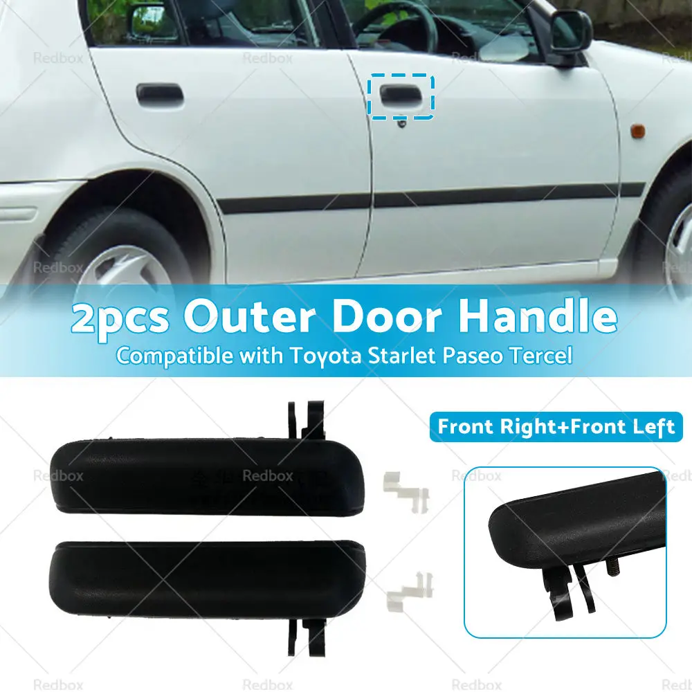 Pair LHRH FRONT Outer Door Handle Suitable For Toyota Starlet EP91 96~99 Black - Image 3