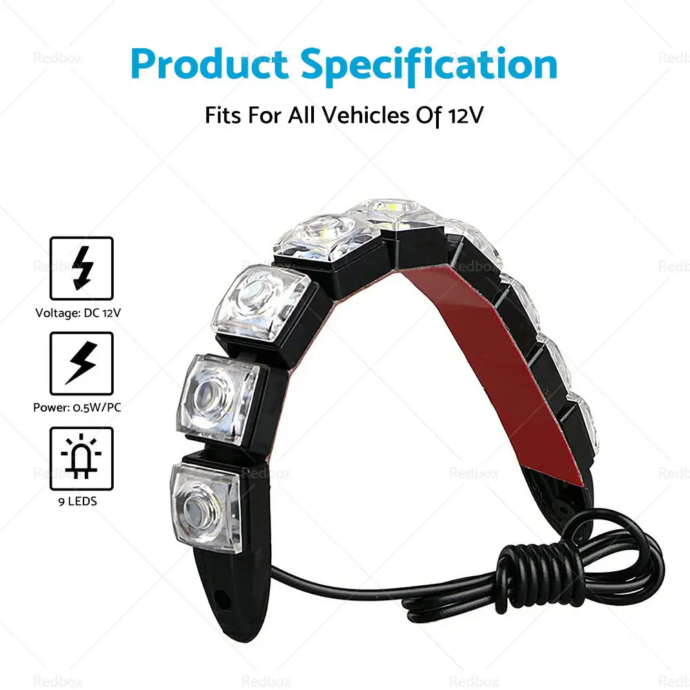 2PCS 9 LED DRL Fog Driving Daylight Daytime Running Light Car Auto Head Lamp - Image 2